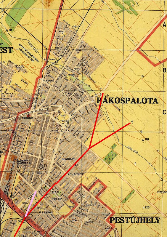 Az Andrássy út meghosszabbításának térképe 1940