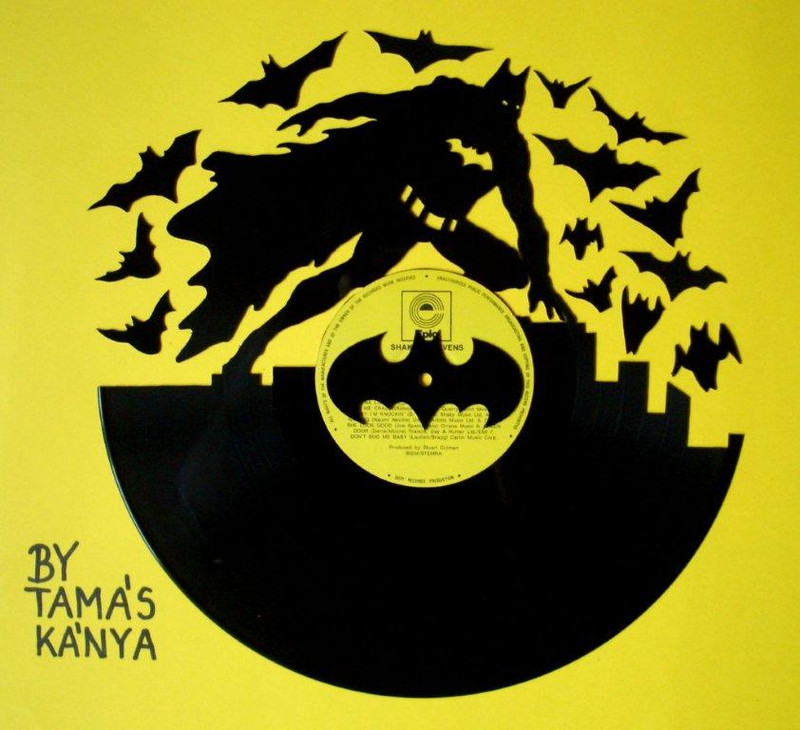 batman recycling vinyl records art by tamás kánya