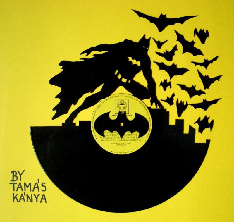 batman recycled vinyl records art by tamás kánya