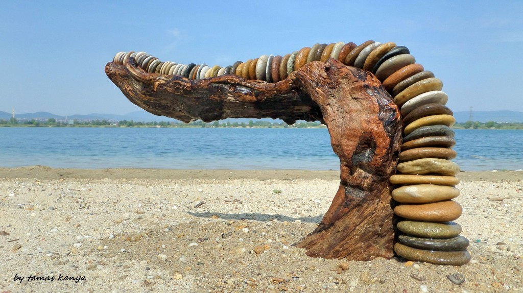 Driftwood and stone art in Hungary by tamas kanya