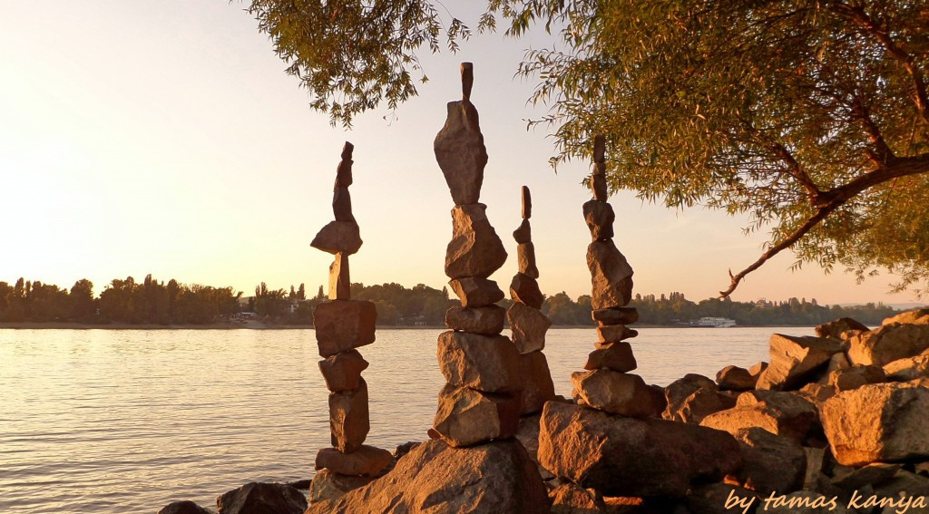 Stone balance art in the sunset from Hungary by tamas kanya