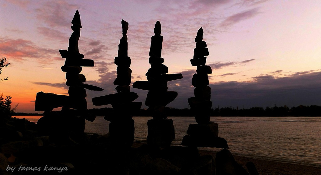 Stone balance art in the sunset from Hungary by tamas kanya