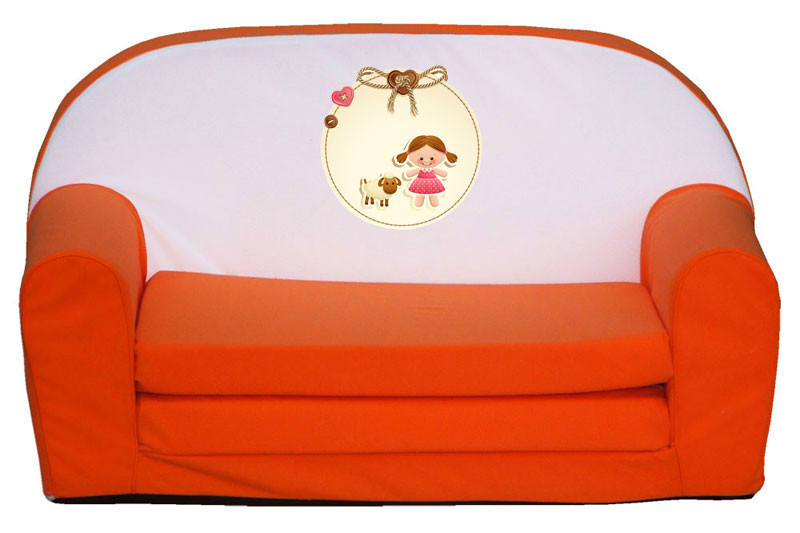 Narancs baris kihajtható szivacs kanapé gyerekeknek