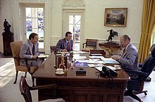 220px-President Ford meets with Rumsfeld and Cheney - NARA - 714