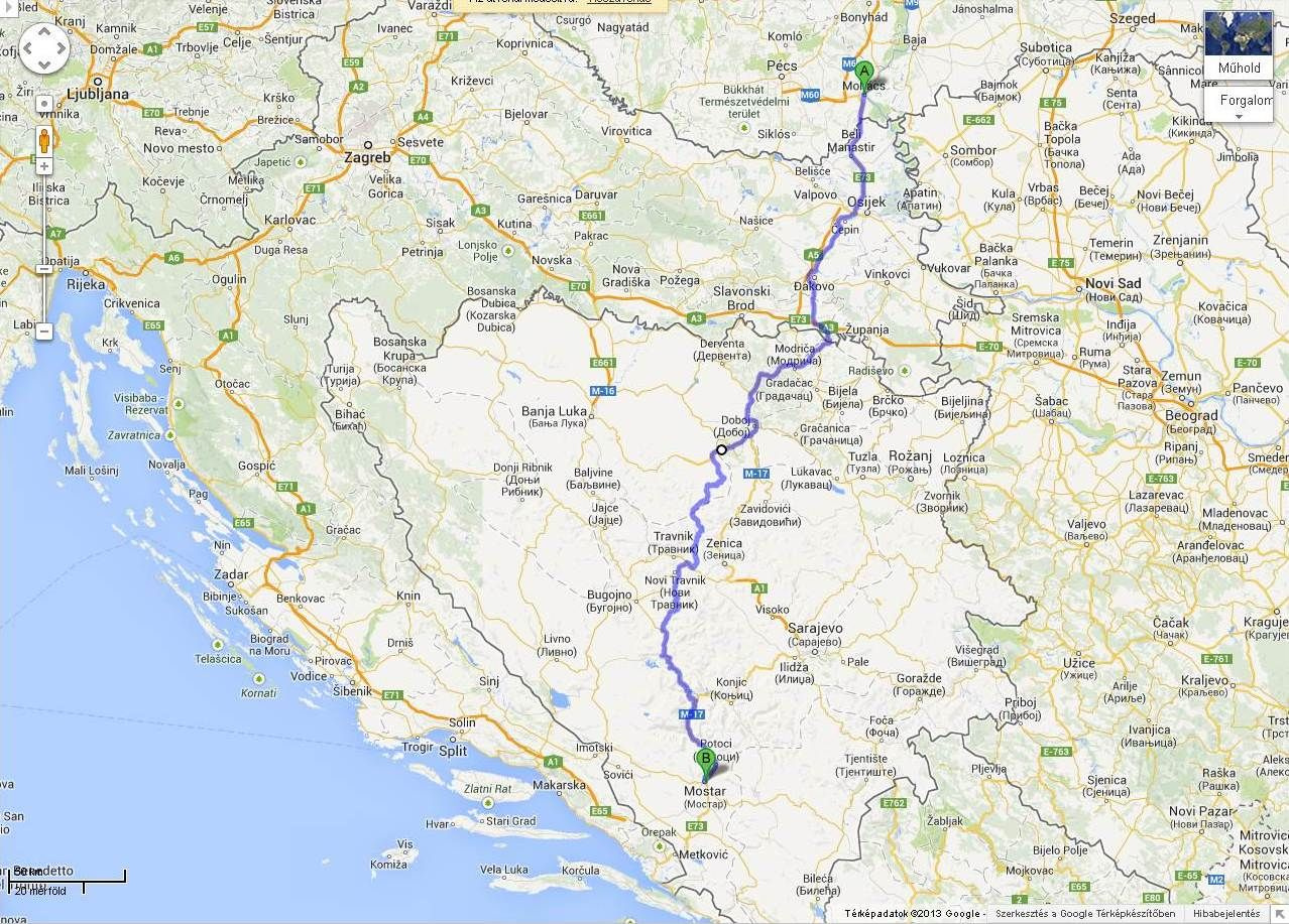 1 day Mohács-Mostar 450 km