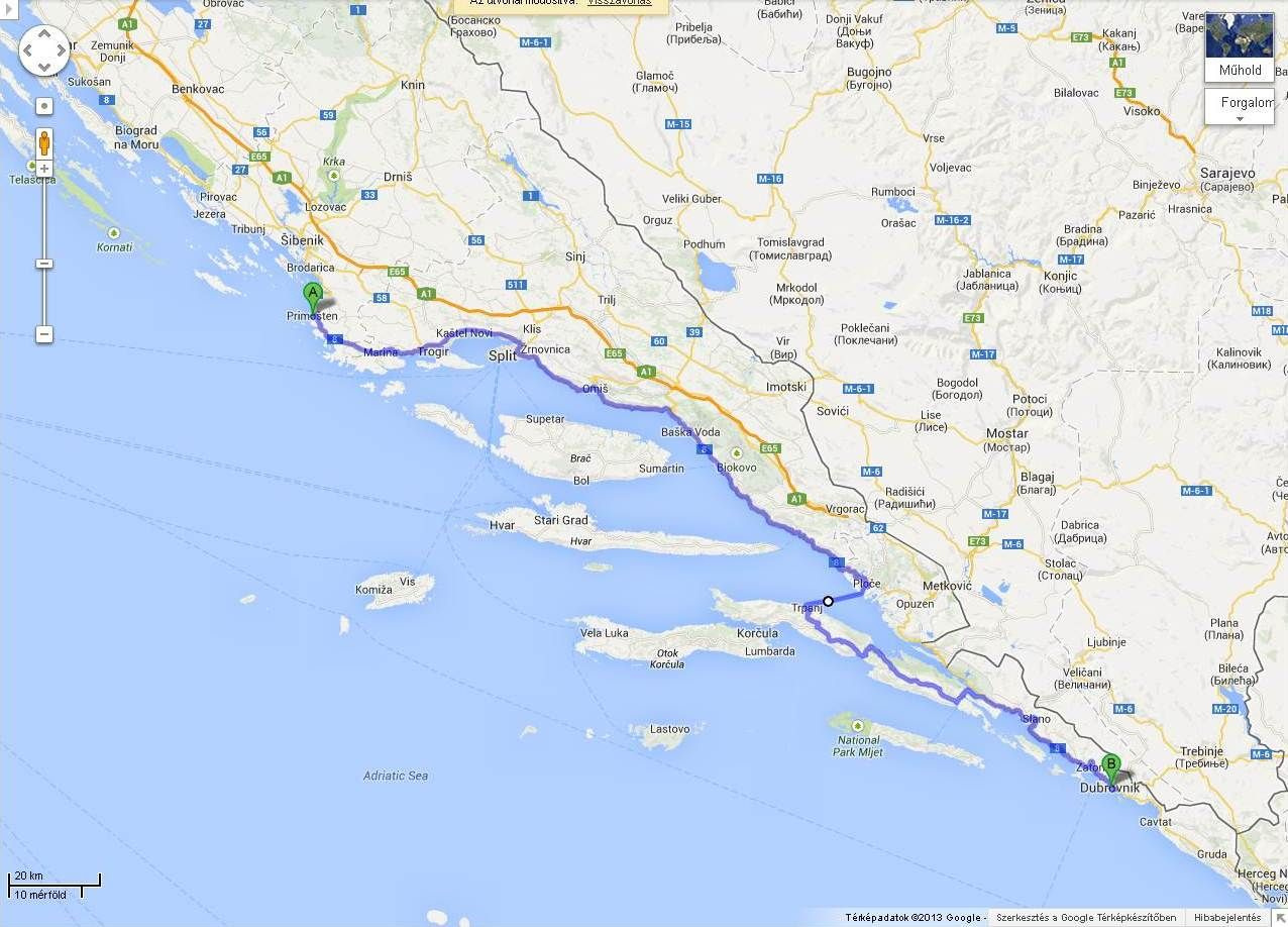 4 day Primosten-Dubrovnik 370 km