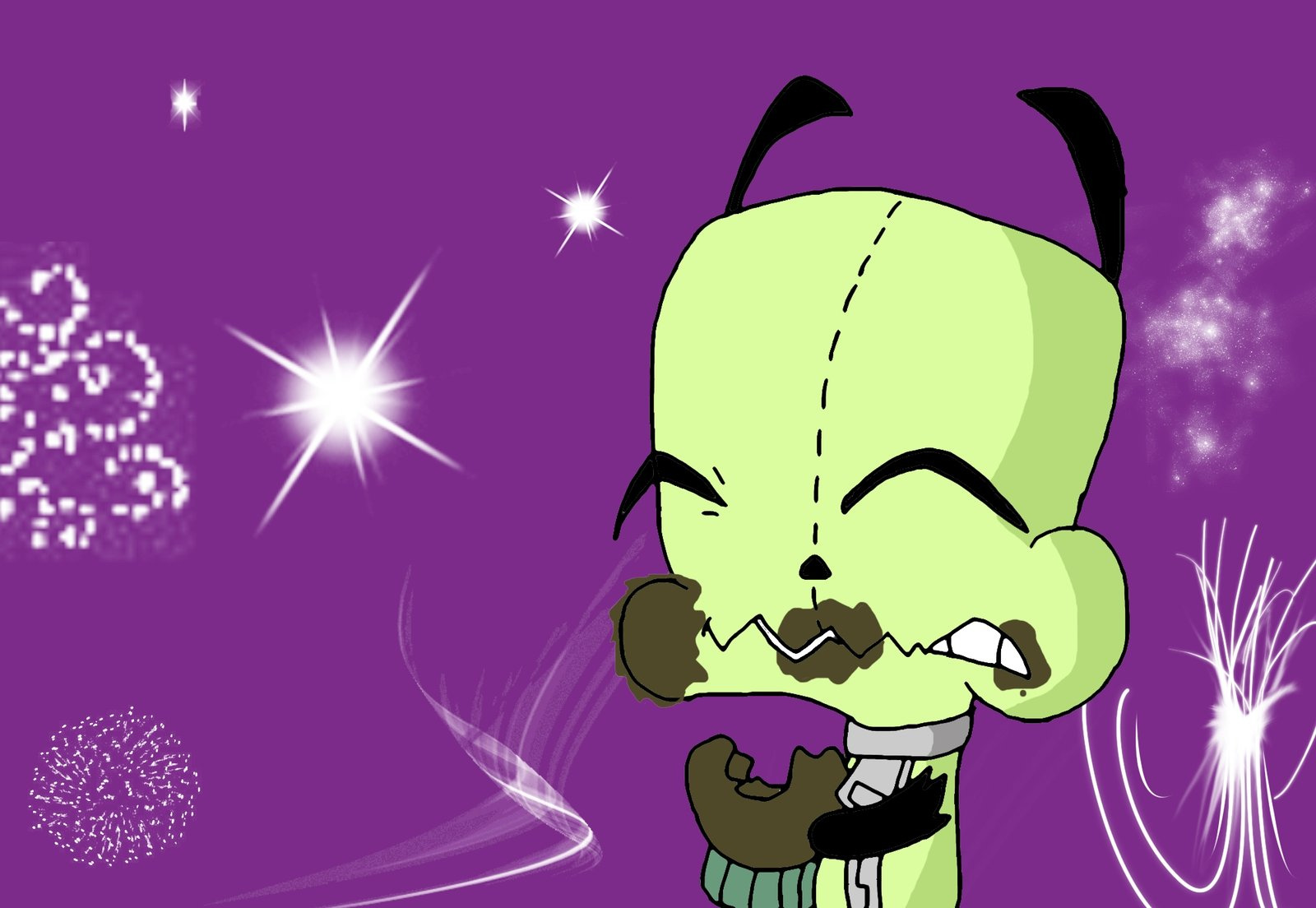 Gir eats a muffin