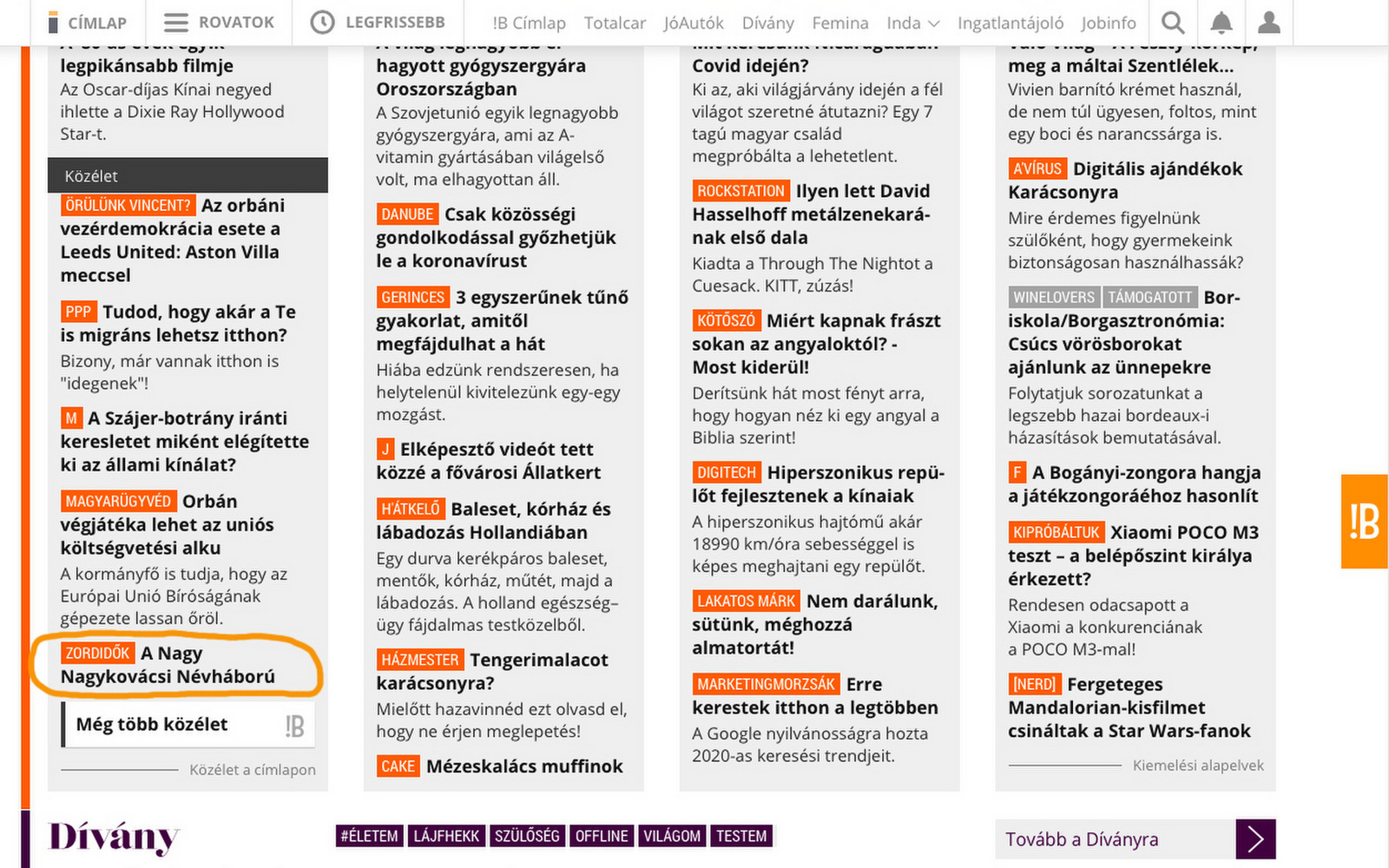 2020 december 10 Index címlap blogketrec A Nagy Nagykovácsi Ne