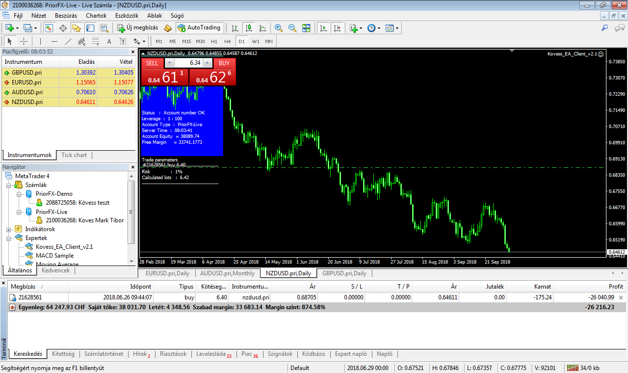 0095 kép - NZDUSD +280% hozam - Saját tőke 38 031 CHF