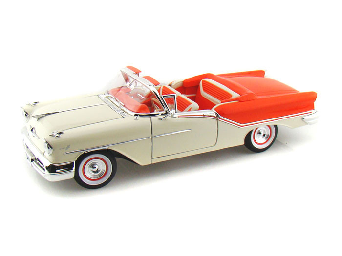 Yatming 1957 Oldmobile Super 88 Convertible White-Orange 1-18