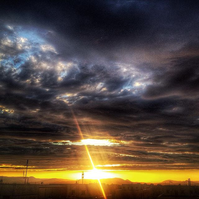 Sunset with black cloud