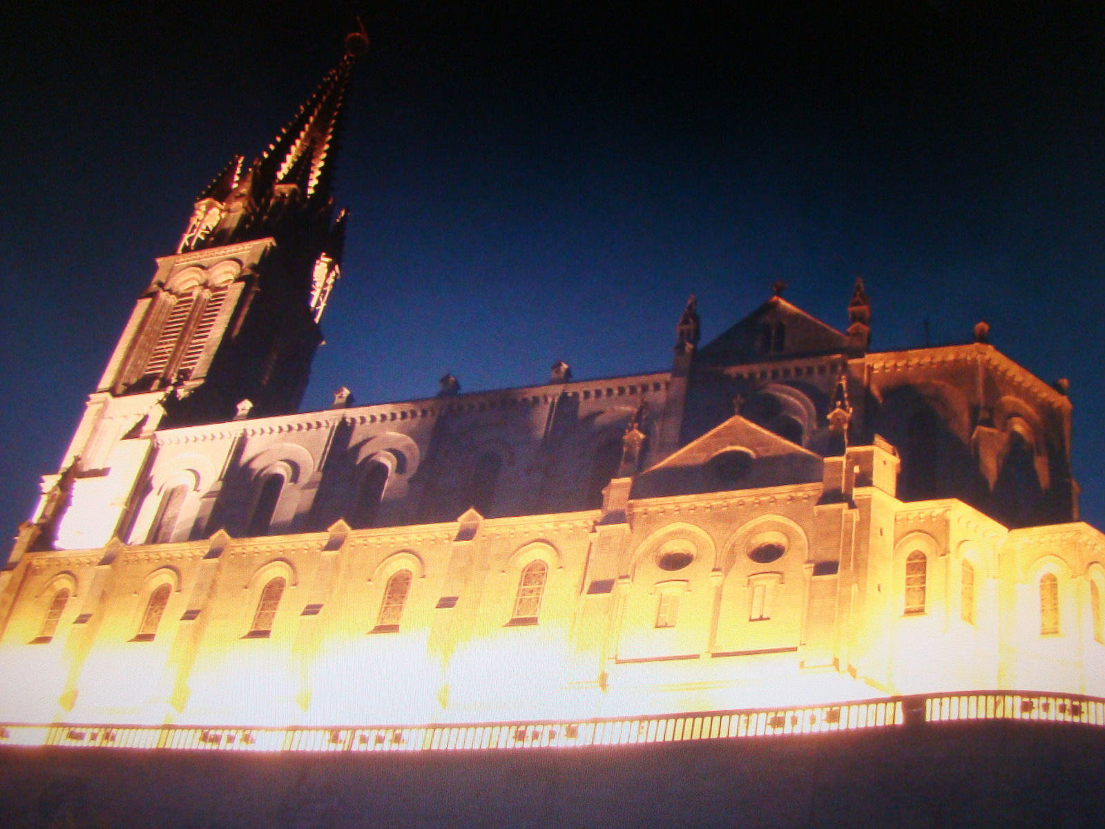 Lourdes Our Lady of the Rosary basilica at night