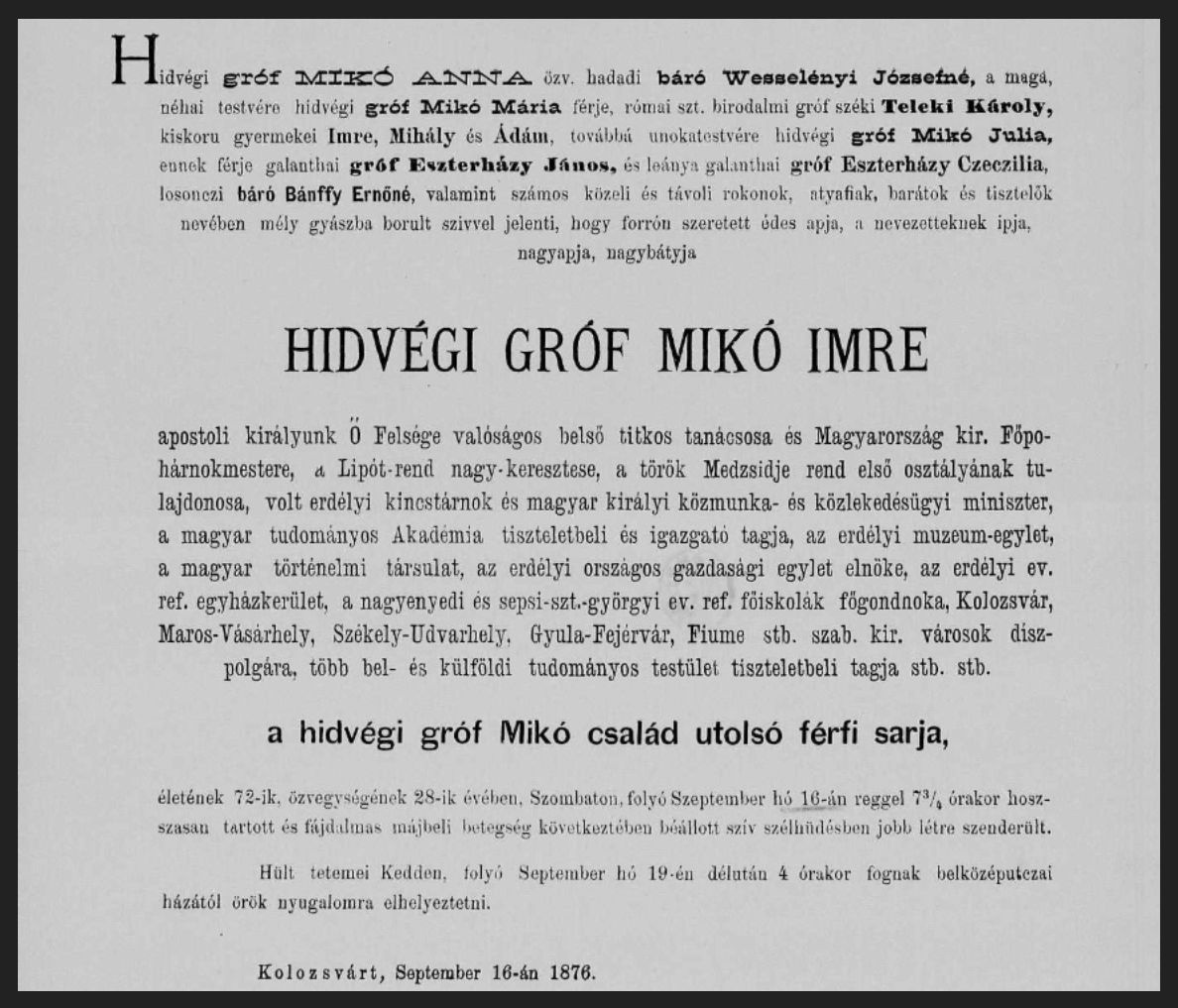 05. Mikó Imre halotti 1876