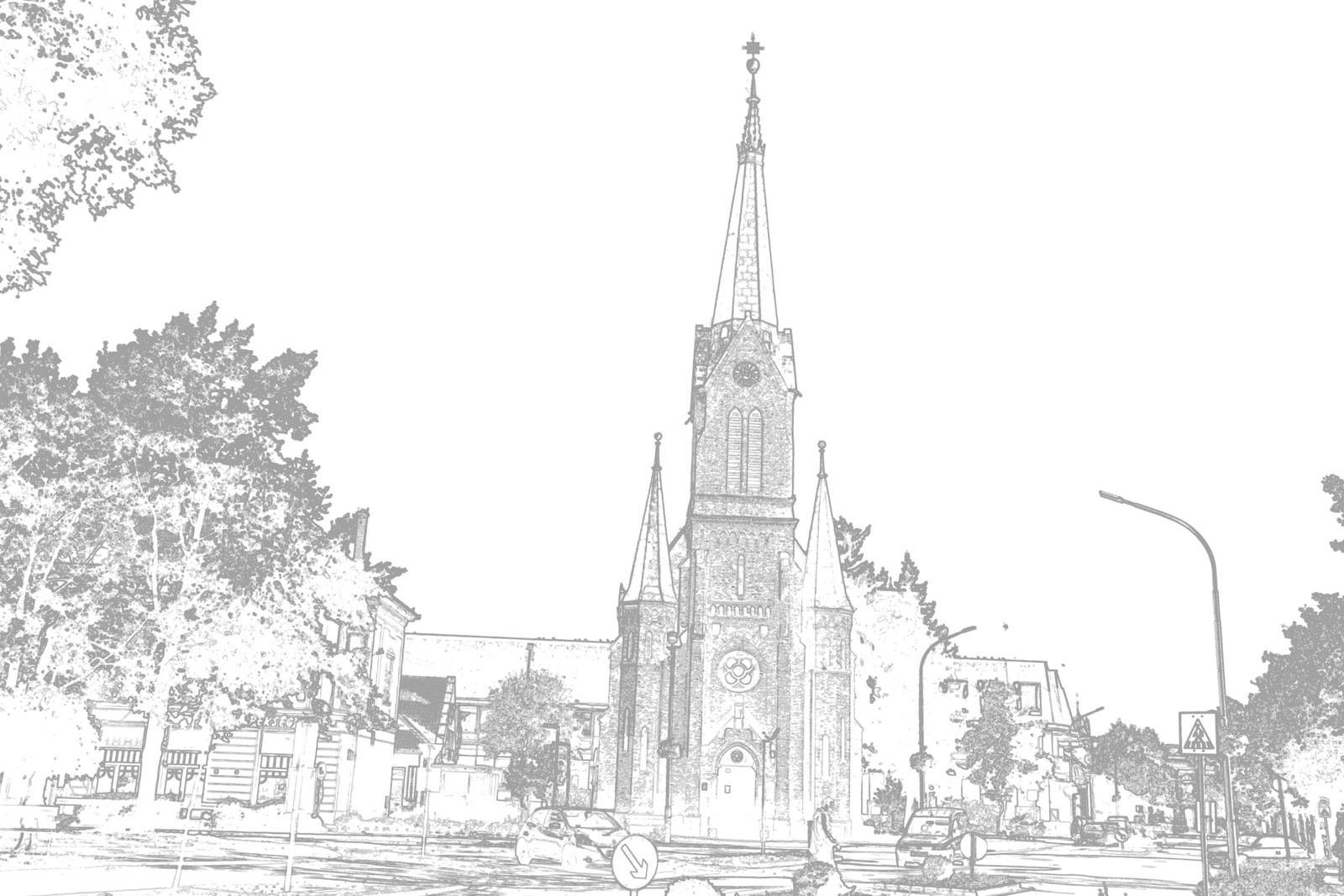Evangélikus templom, vonalrajz