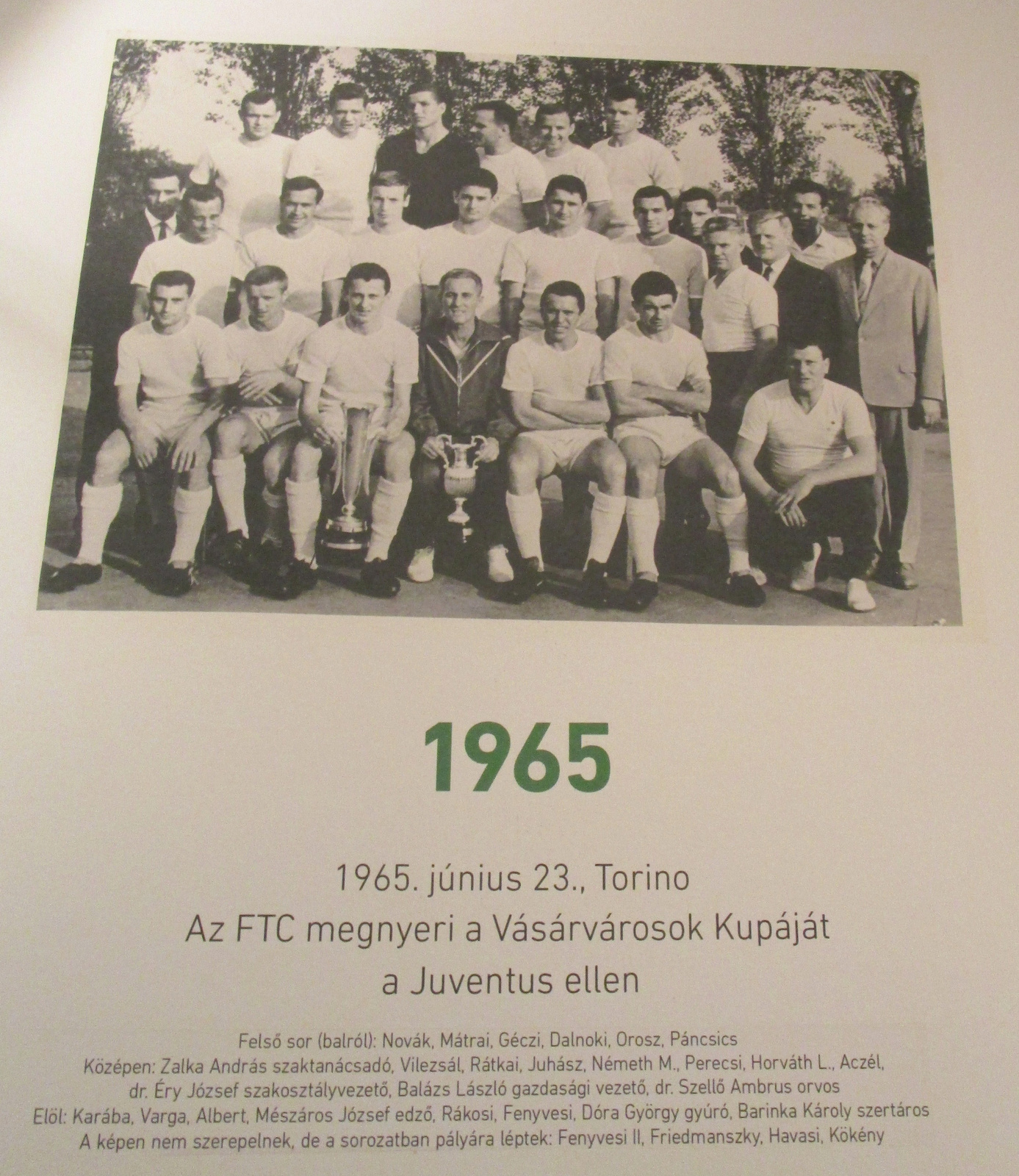 Vittoria del Ferencváros nella Coppa delle Fiere 1965