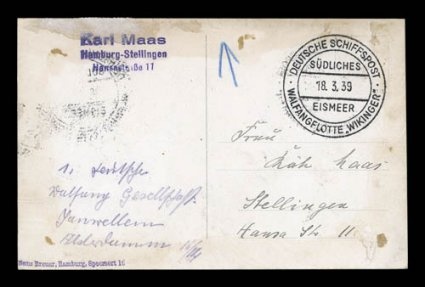 1939 German Antarctic Cruise, four cards posted on board of this