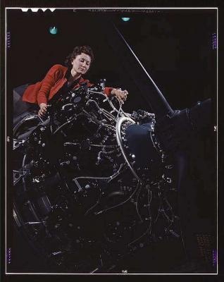 normal 00769-Woman-at-work-on-motor--Douglas-Aircraft-Company--L