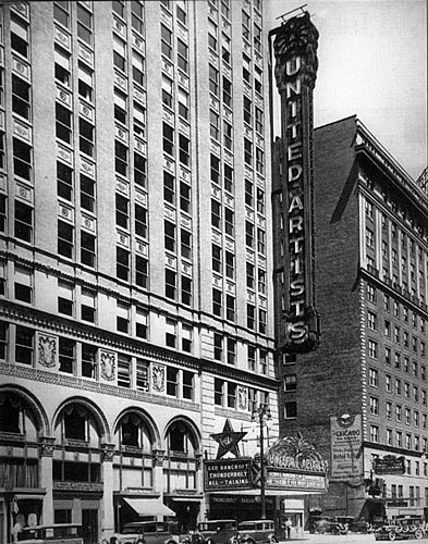 Detail of the United Artists marquees and lower floors.