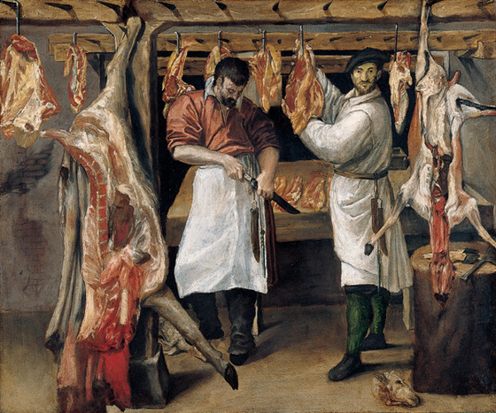 'The Butcher's Shop', oil on canvas painting by Annibale Carracc