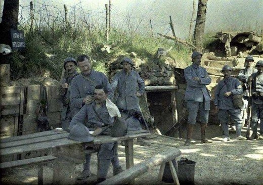 1917 Gettting a haircut, near the front line. Wood of Hirtzbach.