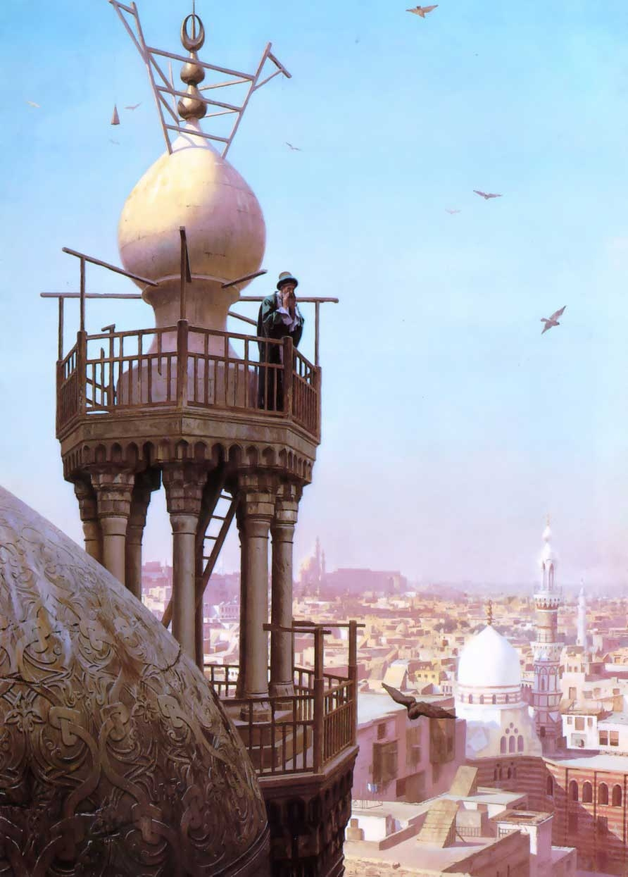 Jean-Leon-Gerome-A-Muezzin-Calling-From-The-Top-Of-A-Minaret-The