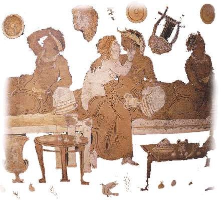 Római kori orgia falfreskó