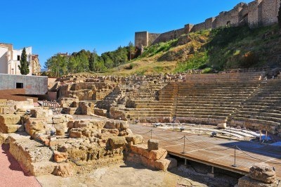 roman-theater-in-malaga-spain-with-the-alcazaba-in-the-