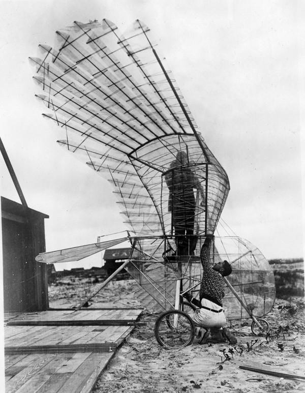 Ornithopter and creator George R. White at St. Augustine