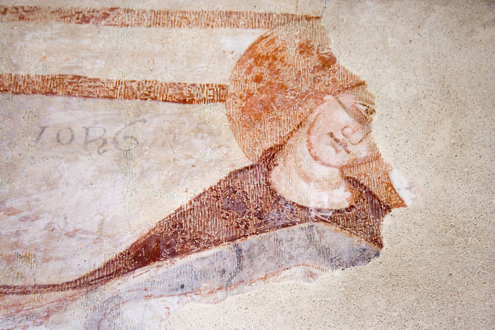 Vizsoly interior mural detail - XIII century, Hungary