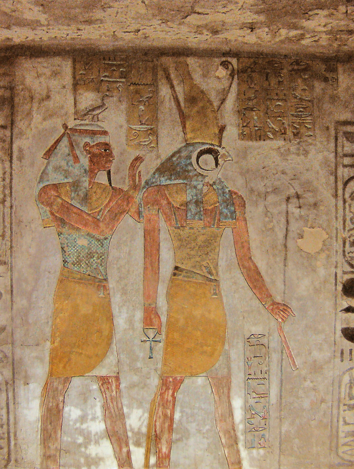 Relief of Horus and Geb from KV14 (Kairoinfo4u) Geb a föld isten