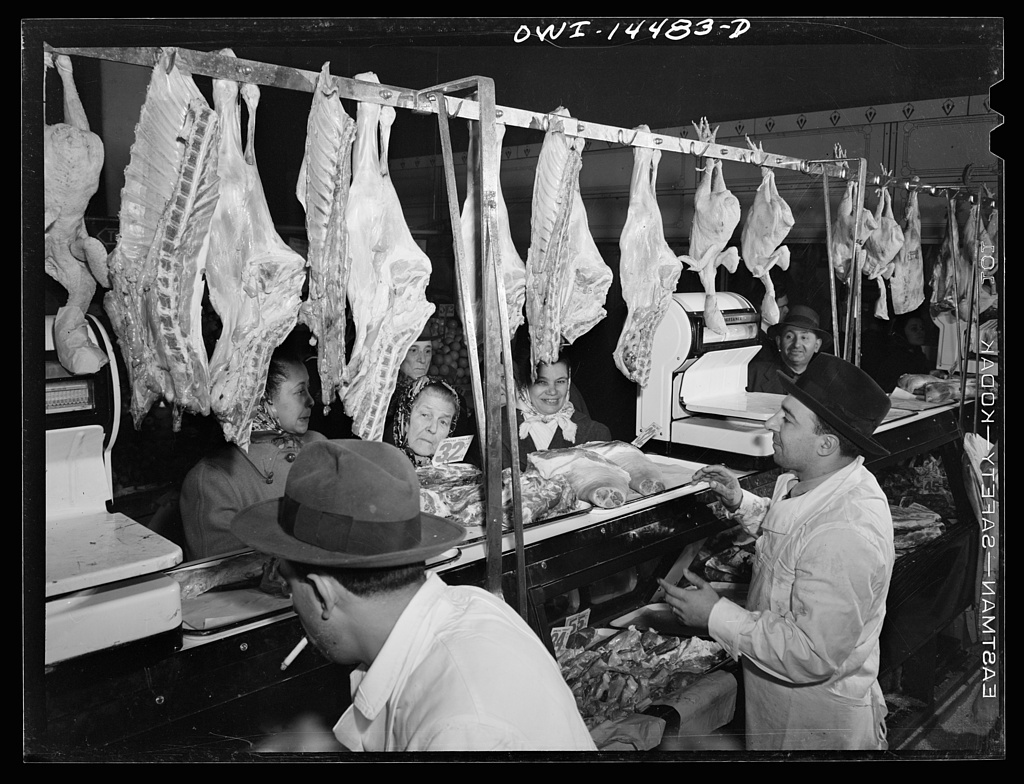 Butcher shop in First Avenue Retail Market, 1943.