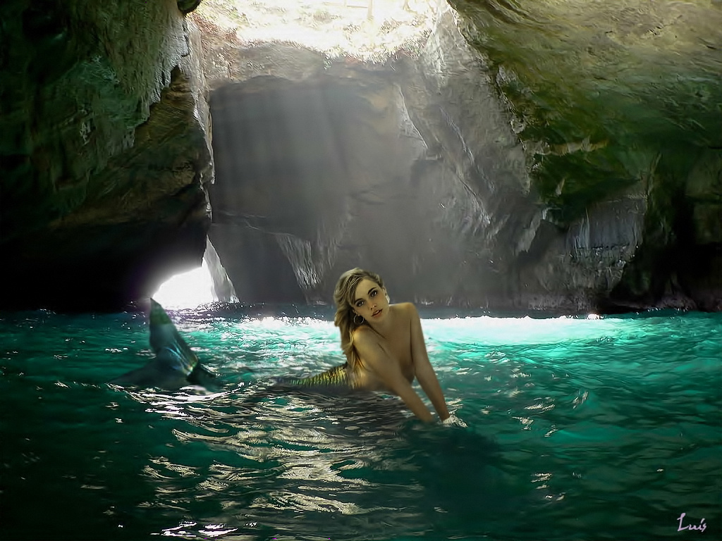 Sellő a tengeri barlangban - sirena-en-la-cueva