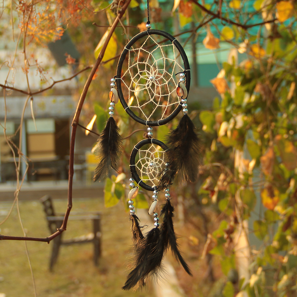 Handmade-Black-Dream-Catcher-Circular-font-b-Net-b-font-With-fea