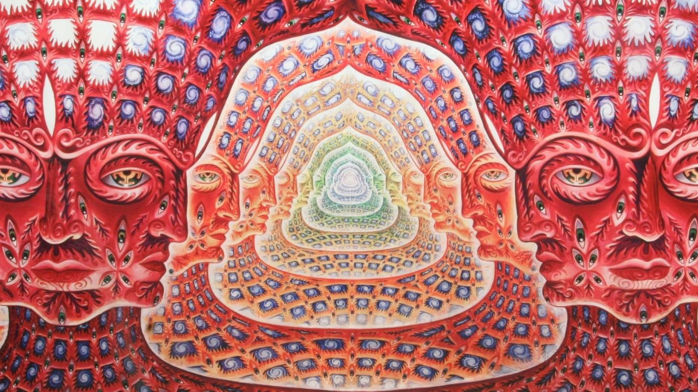 tool psychedelic artwork alex grey faces panoramic 1366x768 6131