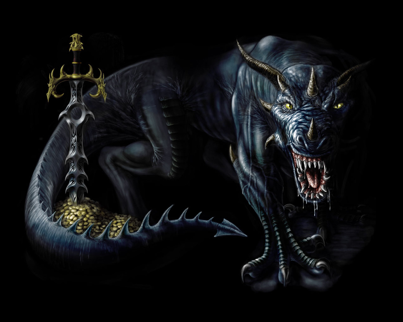 Black Dragon Guarding Sword