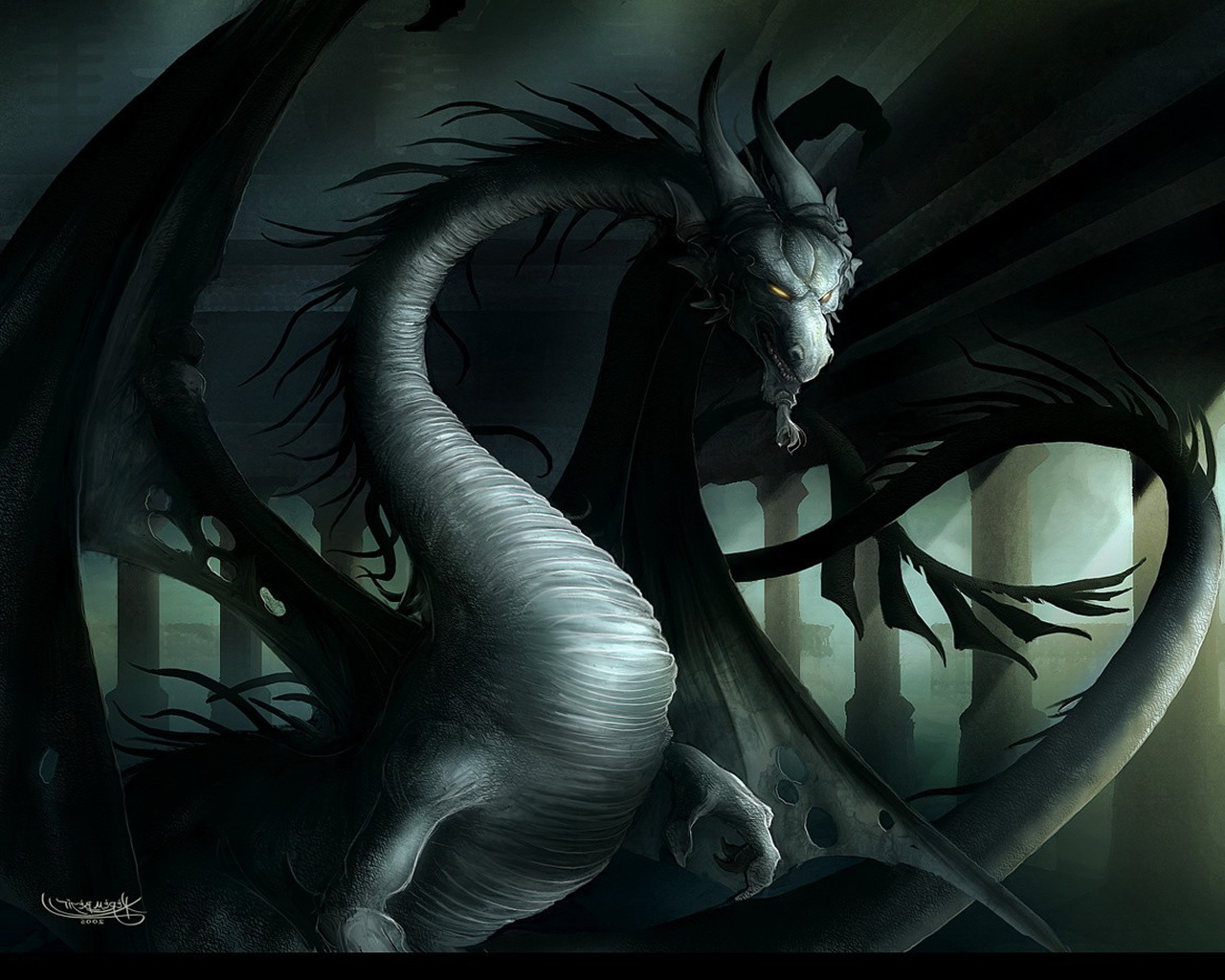 Black Dragon with Yellow eyes