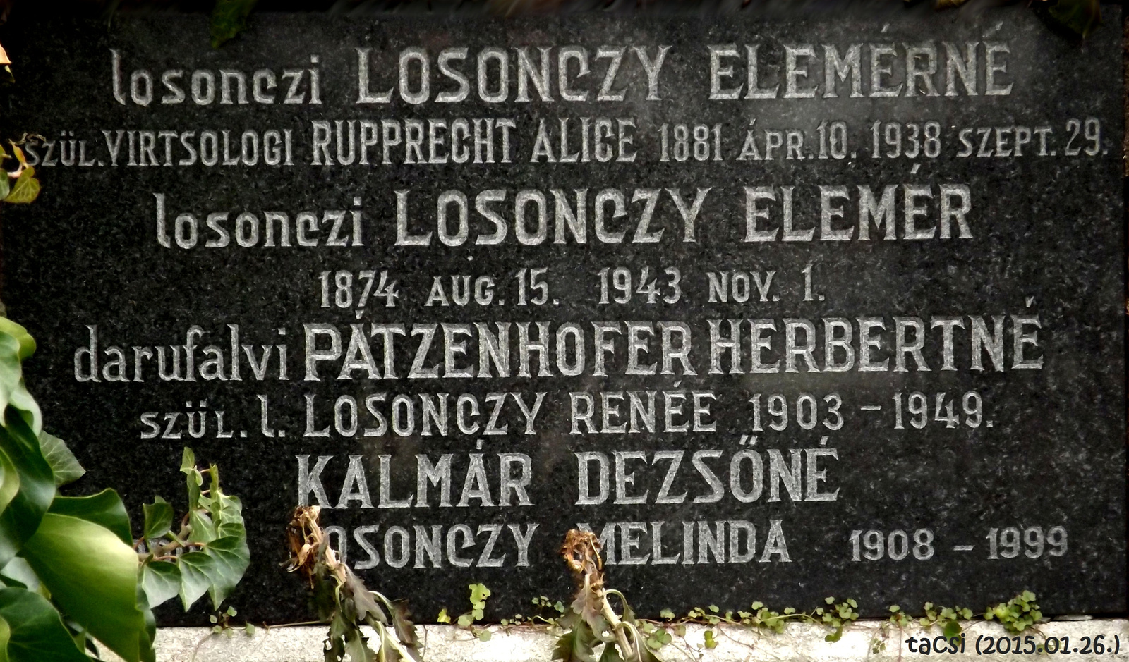 915/2. Losonczy család sírja az evang. temetőben