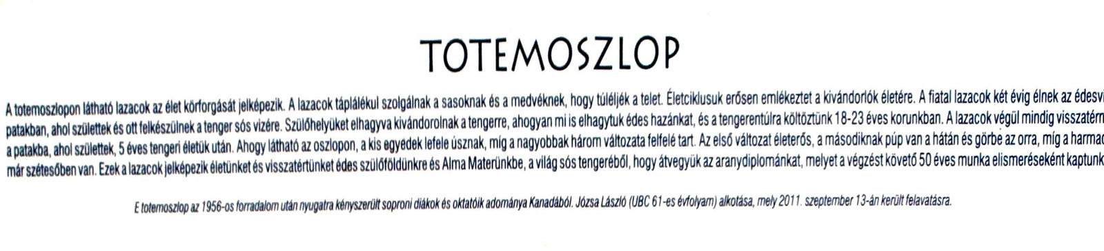 Totemoszlop magyar felirata