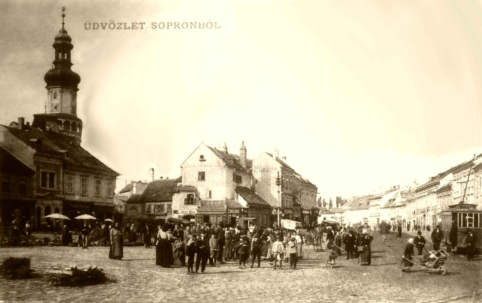 03. Postai üdvözlőlap a soproni piacról (1920-as évek)