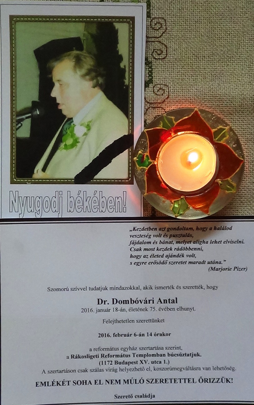 Dombóvári Antal gyászjelentés