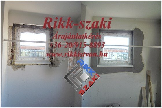 4-Ablakcsere utáni kőműves javítási munk hagyományos módon Rikk-