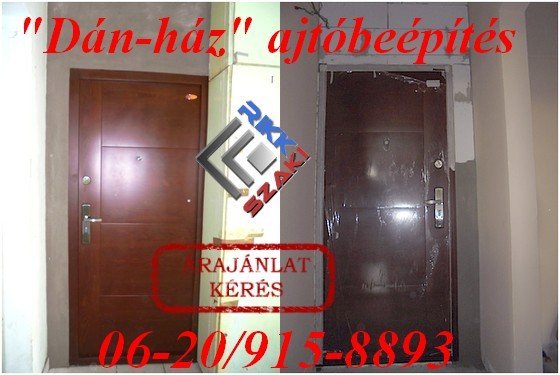 Dán-ház ajtóbeépítés festet mogyrószínű biztonsági ajtó Rikk-sza