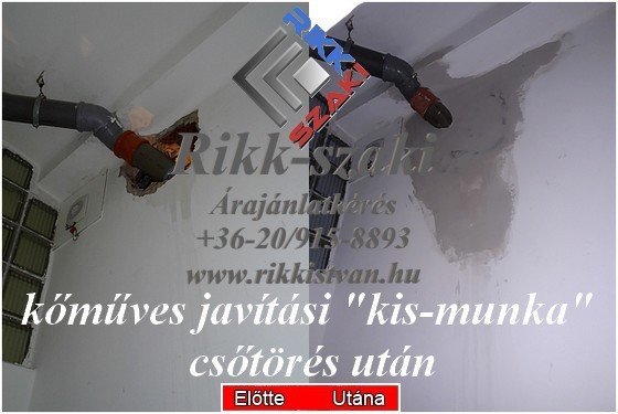 csőtörés utáni kőműves javítási kis-munka