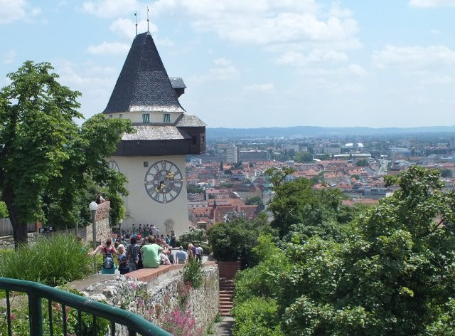 Graz-óváros - óratorony-panoráma