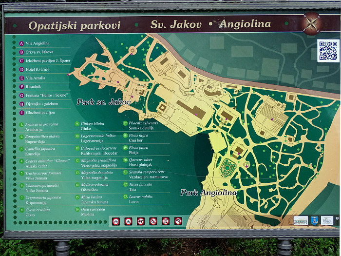 Abbázia - Angiolina park-tábla