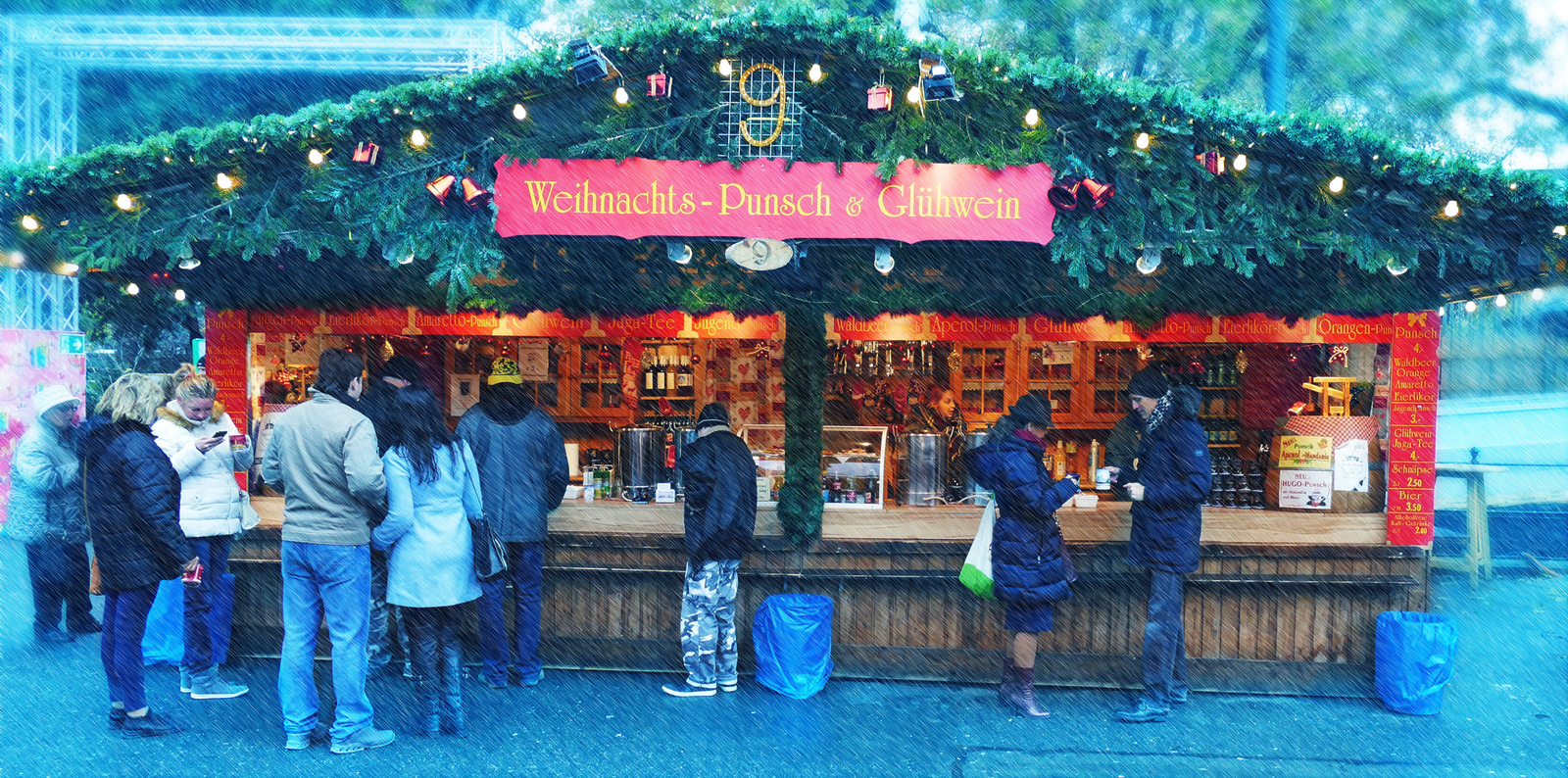 Bécs - Weihnachts Puncsh und Glühwein havasesőben