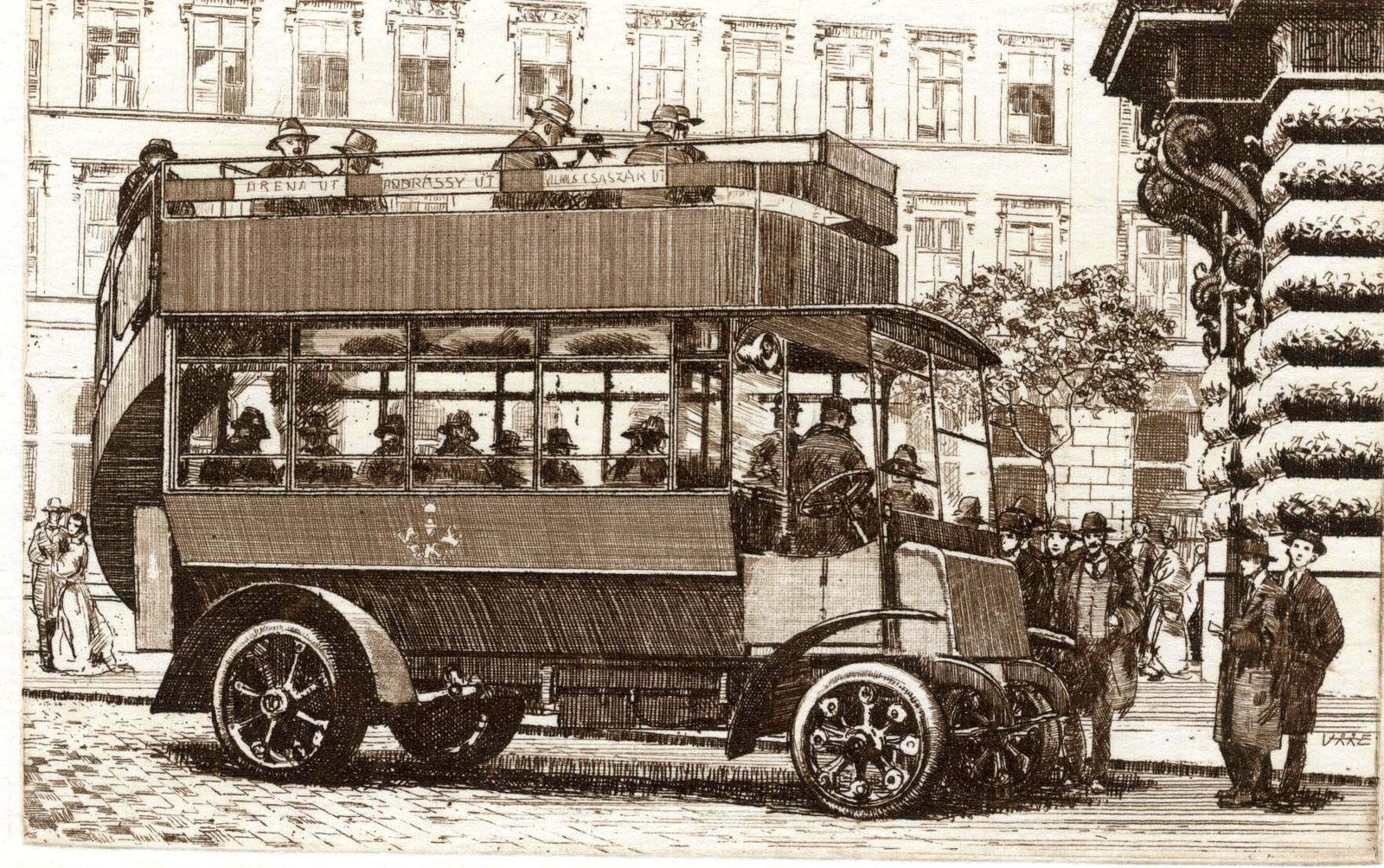Autóbusz az Andrássy úton 1915-ben