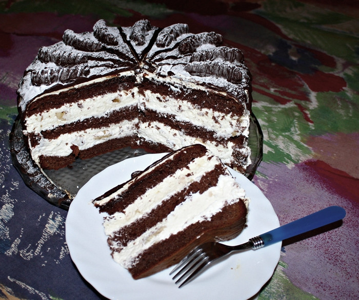csokoládés-banános torta