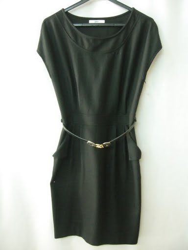 90722C-15B PRADA BLACK WOOL&COTTON DRESS SIZE S M L PRICE USD 42