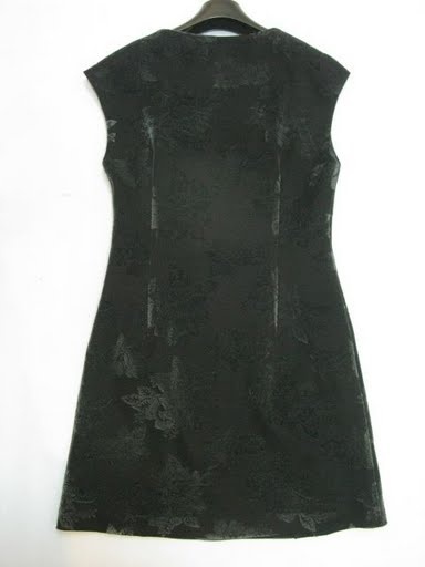 90802A-02  PRADA BLACK COTTON&POLYESTER&VELOUR DRESS SIZE 2 4 6(